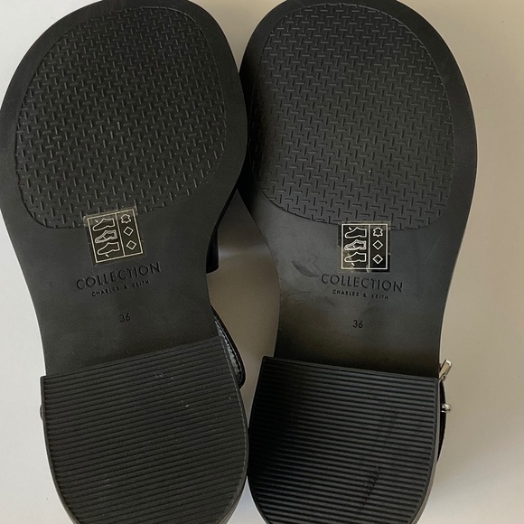 CHARLES & KEITH  Rumi Black Patent Leather Bow Tie Chunky Mary Jane  EU 36 NWOT - Picture 4 of 11